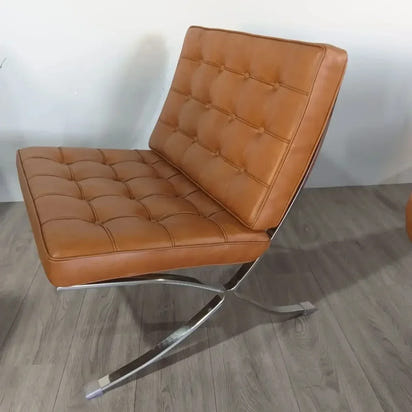 Soft Outdoor Minimalist Leather Apartment Living Room Balcony Lounge Chair Light Luxury Single Barcelona Leisure Sofa Chair