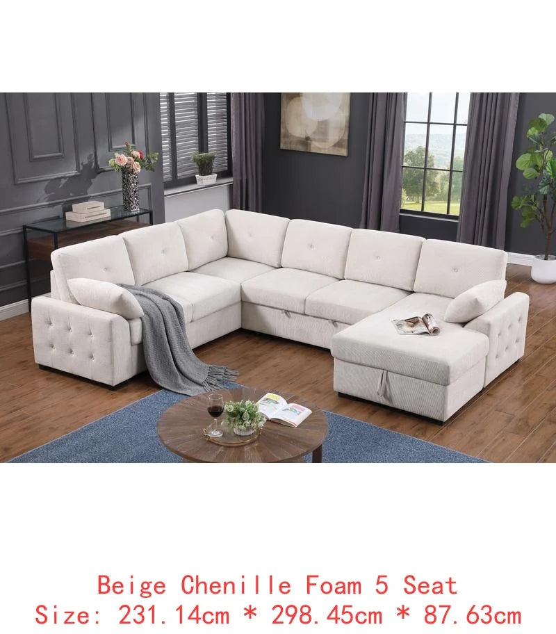 L-Shaped Corner Sofa with Storage & Convertible Bed, Multi-Functional Design for Living Room and Guest Space, Perfect for