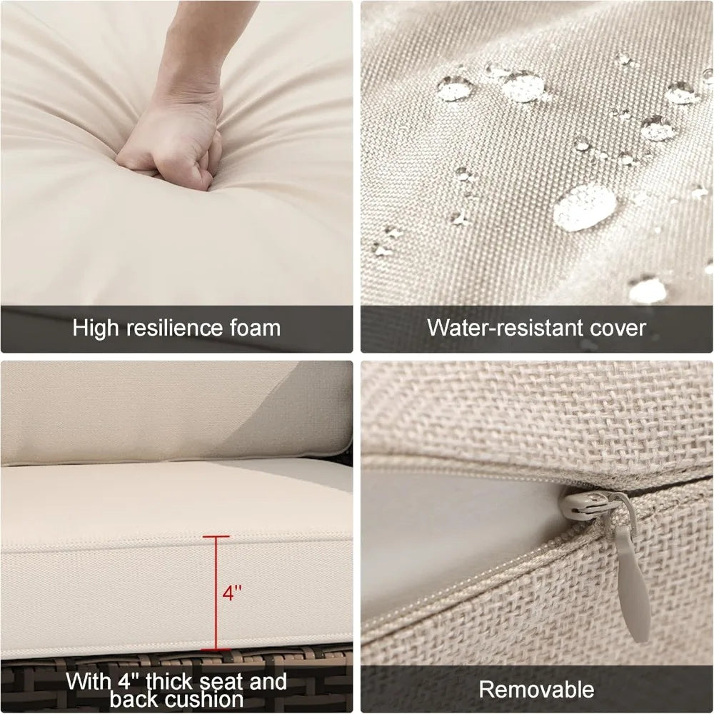 Two-Piece Outdoor Wicker High Back Chairs with Weather-Resistant Cushions for Patio, Garden, and Deck Use