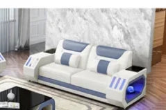 For 2022 High Quality Modern Luxury smart Leather Sectional Sofa Chairs Set Couch Living Room furniture Sofas With Led