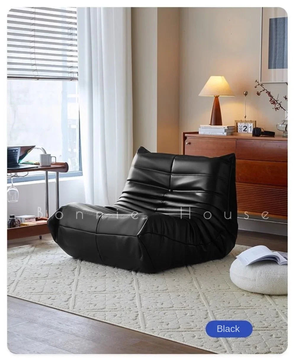 Black caterpillar sofa lazy single leisure chair togo original small apartment balcony living room lying down leather