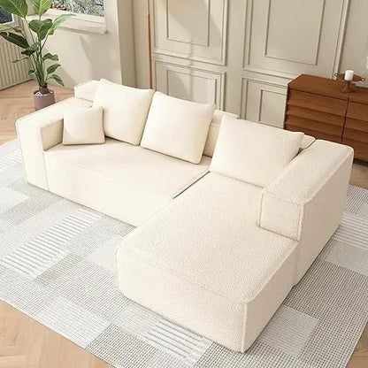 Modular Sectional Sofa, Corduroy Lounge Sofa with Movable Cushions, Modular Couch for  Living Room, Bedroom, Apartment