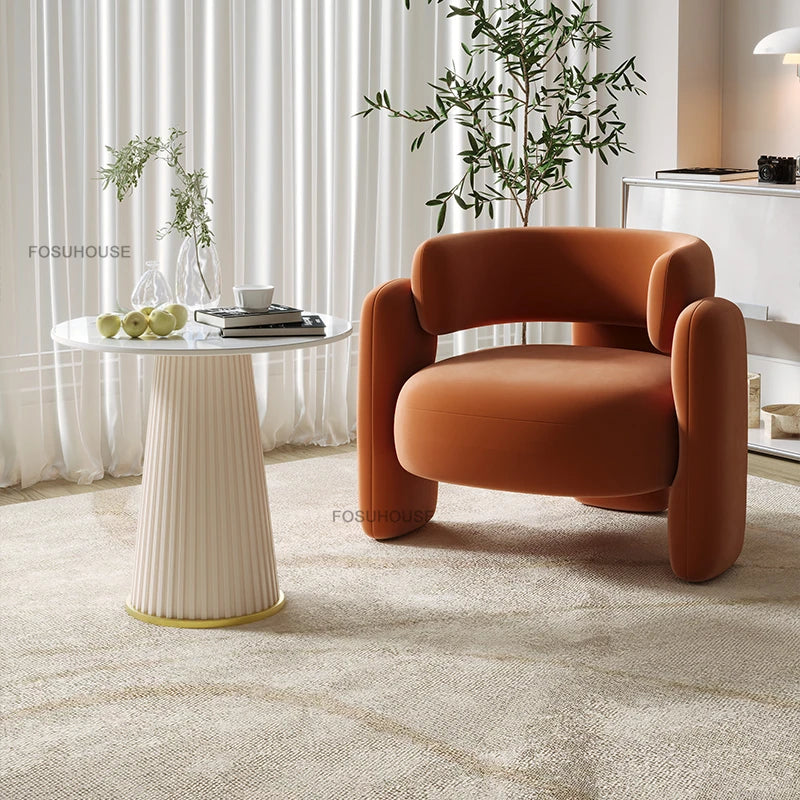Simple Designer Flannel Backrest Living Room Chairs Light Luxury Leisure Armchair Living Room Furniture Balcony Lazy Single Sofa