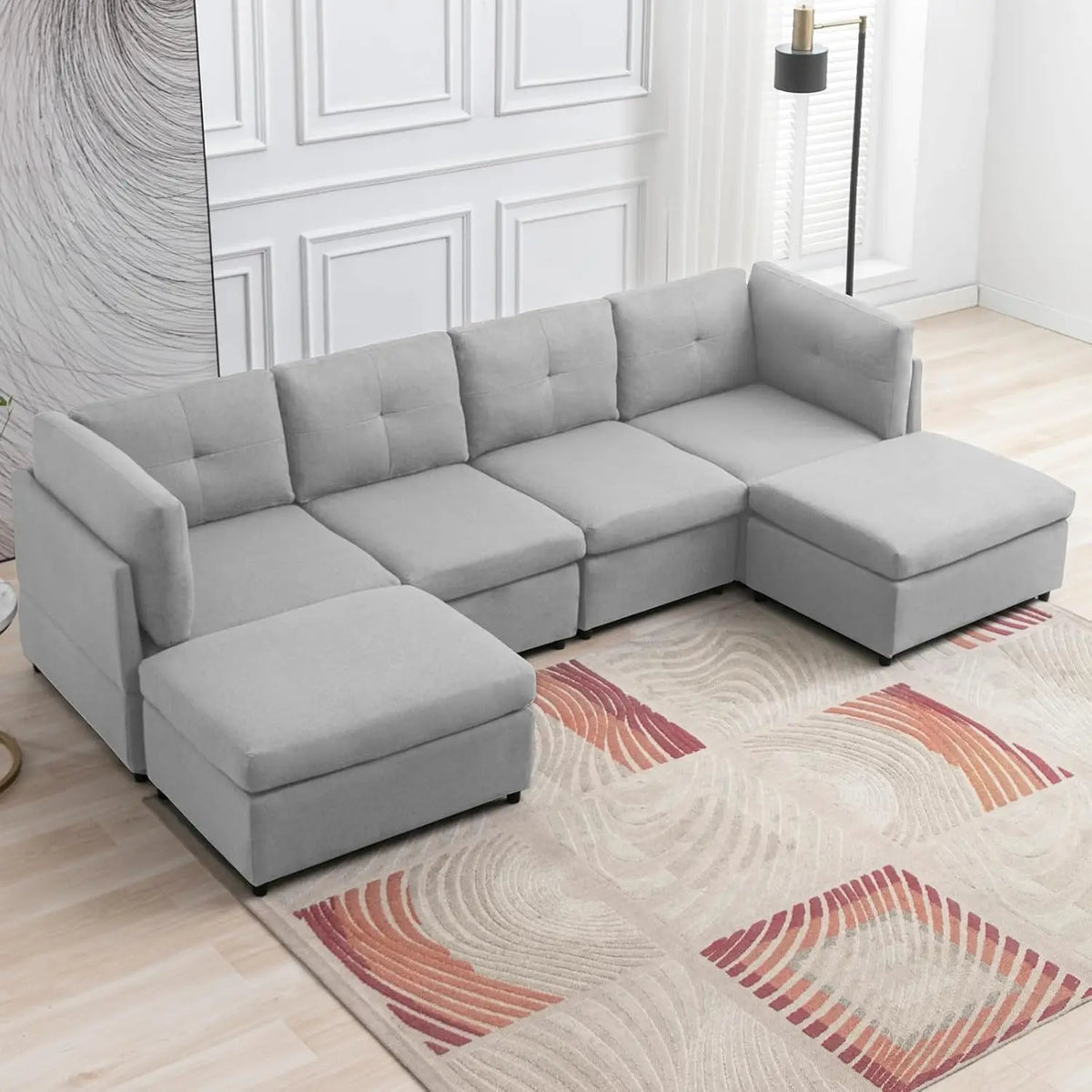 Cloud Modular Sectional Sofa with 2 Storage Ottomans 160.6