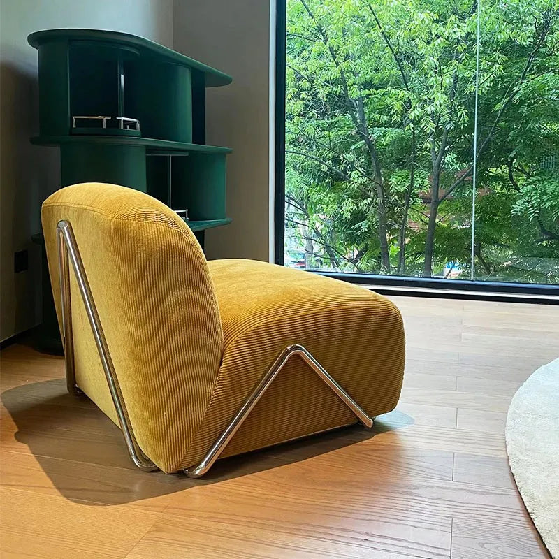 Customized single sofa antique living room stainless steel fabric arc
