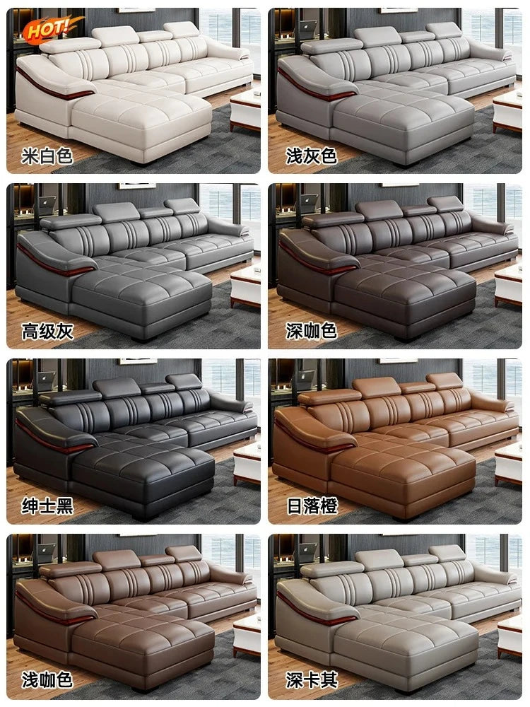 Modern simple living room size apartment combination leather art sofa furniture