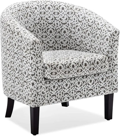 Linen Round Accent Barrel Chair, Club Tub Sofa Chair for Bedroom, Corner Chairs with Flared Legs and Cozy Soft Padding