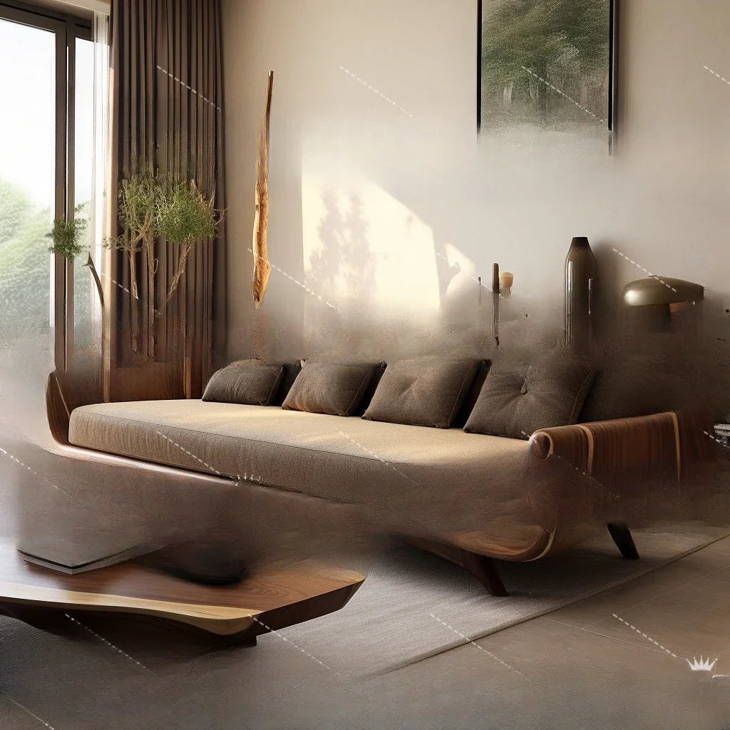 New Chinese black walnut Arhat bed solid wood sofa combination tea table a set of modern small apartment