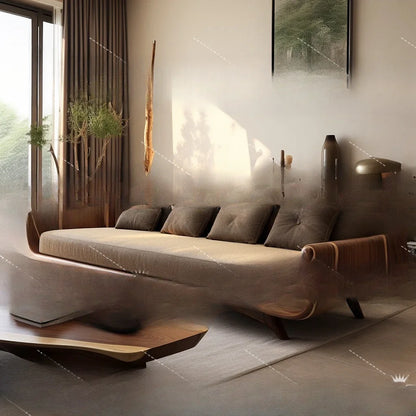 New Chinese black walnut Arhat bed solid wood sofa combination tea table a set of modern small apartment