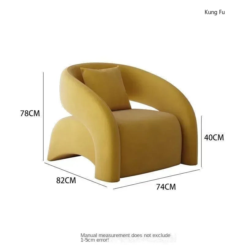 Casual Fabric Single Sofa Nordic Simple Living Room Furniture with Armrest and Backrest Lounge Chair Modern Light Luxury Balcony