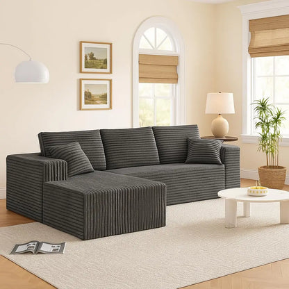 Boneless Couch For Living Room, Modular Sectional Sofa With L-Shape Chaise, Cloud Couch With Deep Seat, Modern Living Room Furni