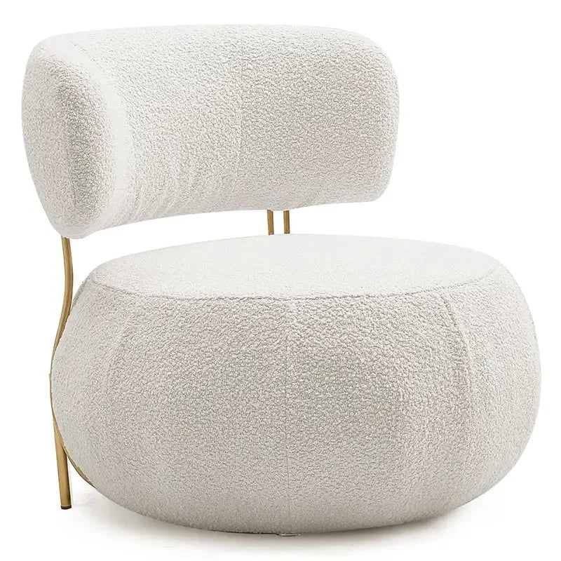 z Luxury Nordic Lounge Chair Stainless Steel Single Chair Soft Fur Boucle Accent Chair for Home Hotel