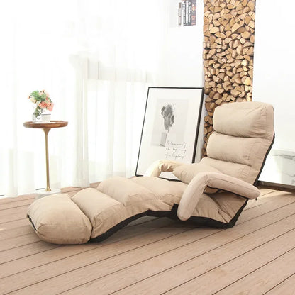 Floor Foldable Fabric Upholstered Chaise Lounge Living Room Furniture Lazy Sofa Daybed Sleeper Lounger Chair Stylish Couch Beds
