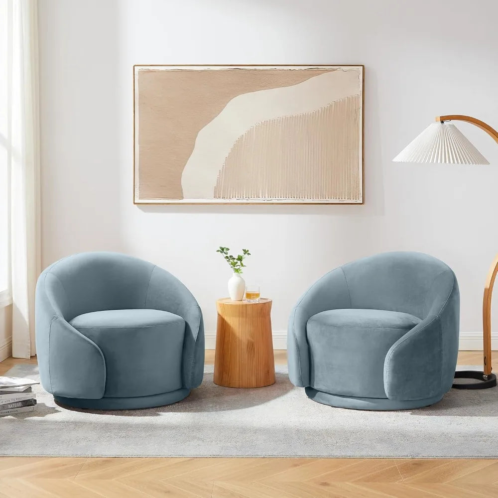 Swivel Barrel Chair, Upholstered Modern Round Accent Arm Chairs, 360° Swivel Single Sofa Armchair for Living Room and Bedroom,