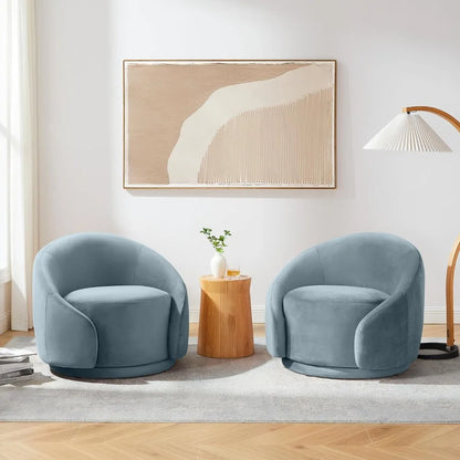 Swivel Barrel Chair, Upholstered Modern Round Accent Arm Chairs, 360° Swivel Single Sofa Armchair for Living Room and Bedroom,