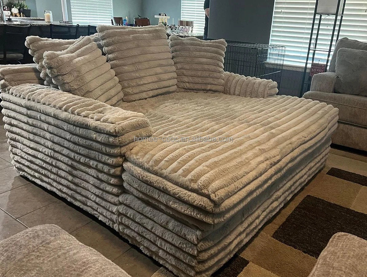 Thick Striped Corduroy Fabric Modern Combination Sofa Fit Family Living Room Apartment Hotel