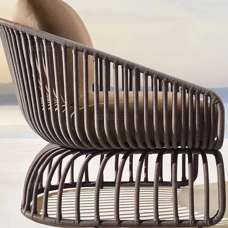 Italian Style Waterproof and Sunscreen Designer Garden Sofas Rattan Weaving Modern Garden Sofa Art Outdoor Furniture Divano HBOS