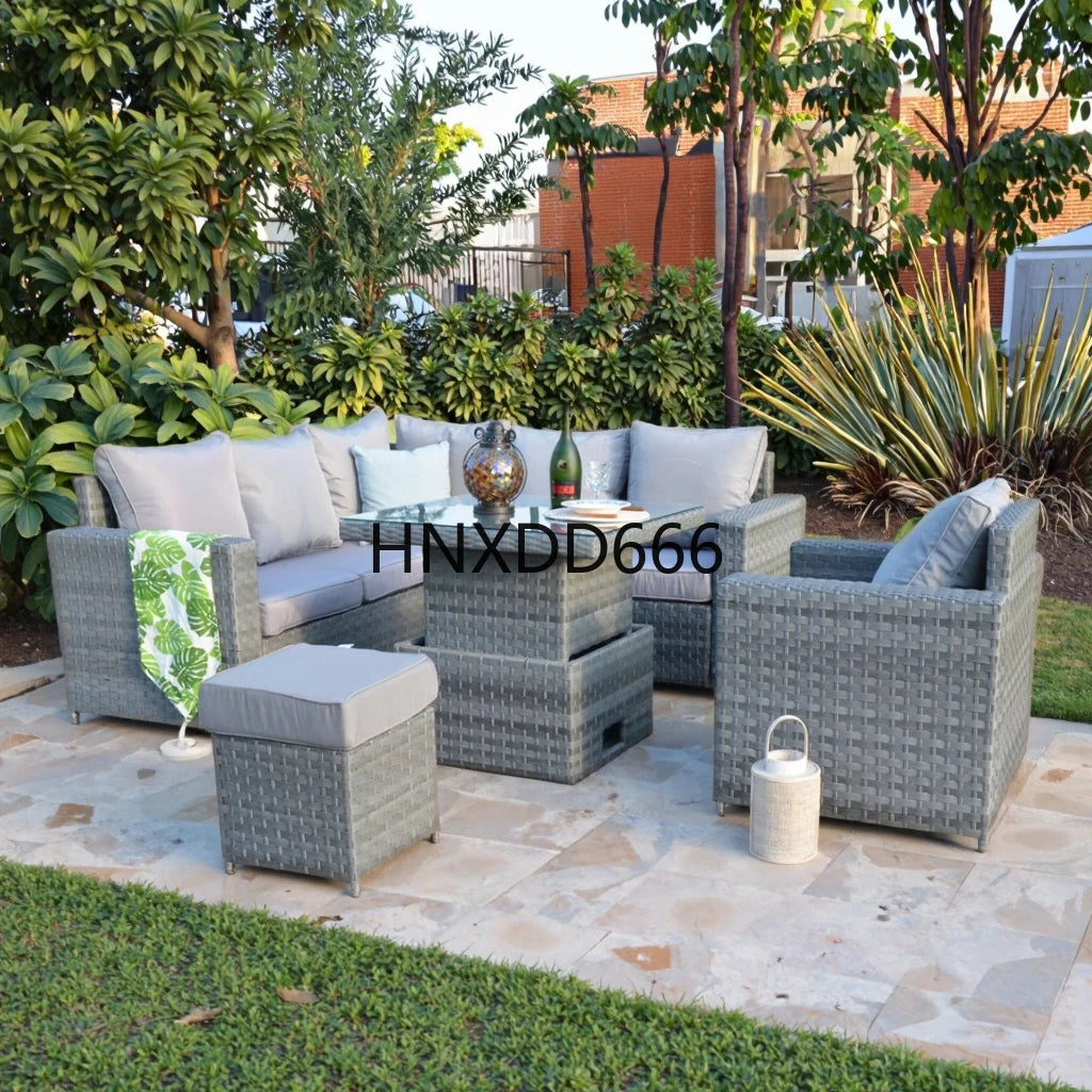 yss Factory Direct Sell Garden Corner Set Modern Wide Rattan Furniture Outdoor Lounge Sofa Set with Lift Table