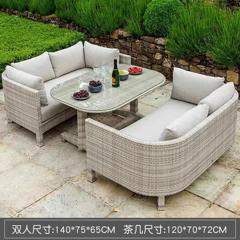 Rattan woven sofa combination terrace leisure outdoor rattan furniture garden courtyard waterproof