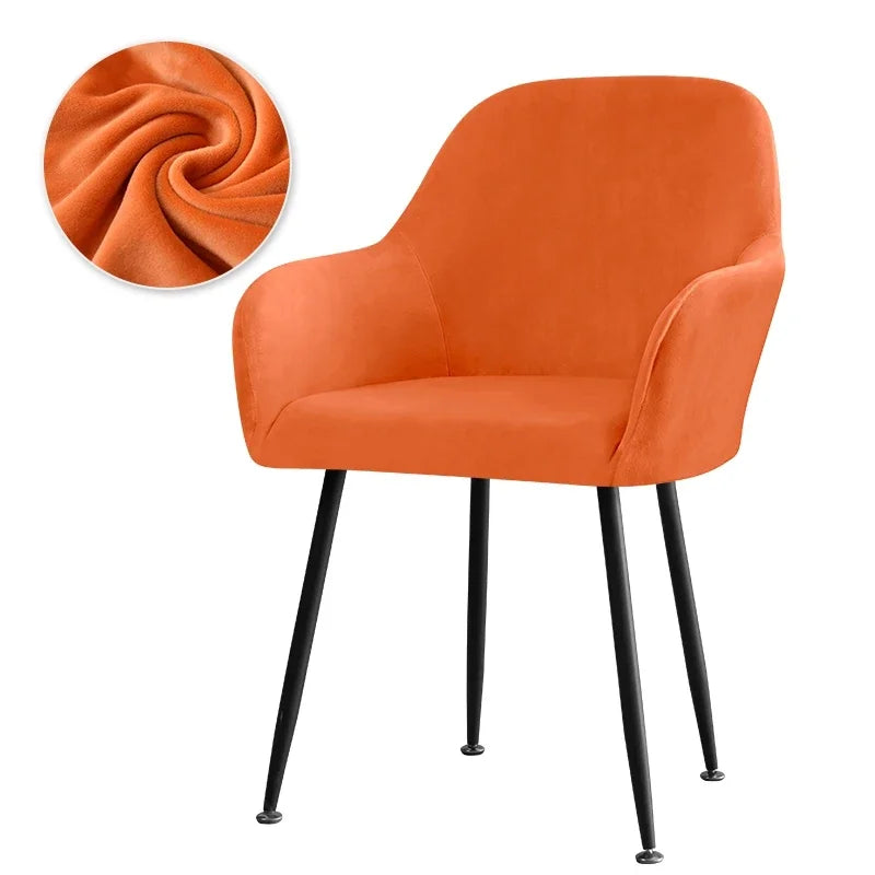 Thick Velvet Chair Covers Plush Fleece High Arm Chair Cover Elastic Slipcover All-inclusive Solid Chair Cover