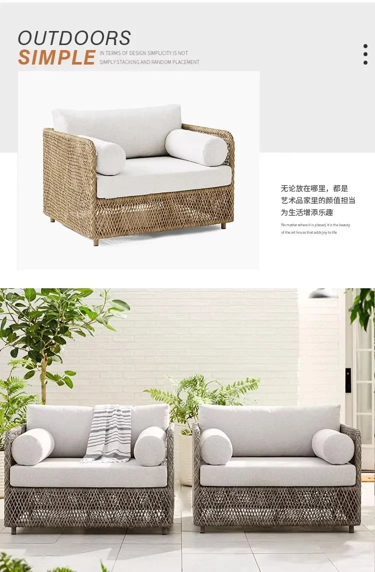 Leisure Rattan Outdoor Sofas Villa Design Decoration Creative Hotel Garden Sofas Advanced Balcony Furniture Gartenstuhl Lshysf