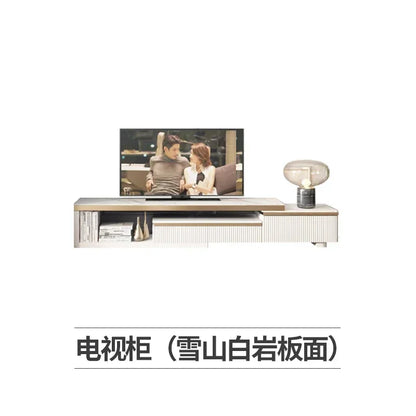 LXLight luxury rock slab coffee table Nordic simple modern round telescopic size coffee table