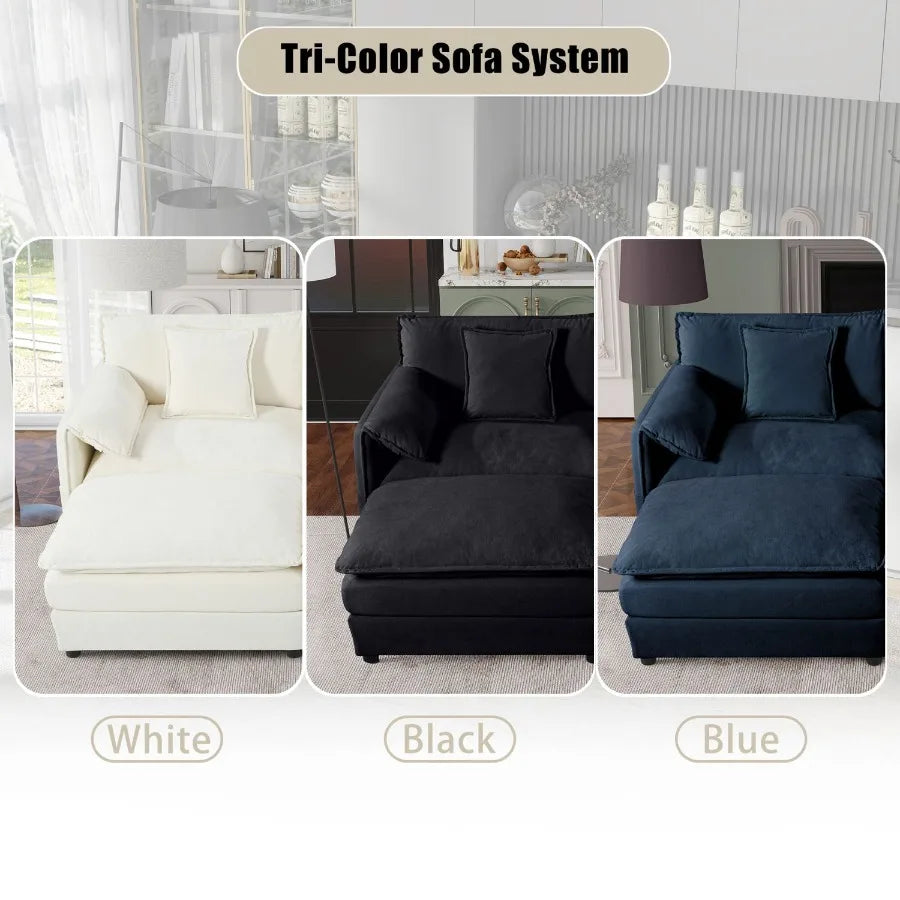 Oversized Deep Seat Luxury 2 Piece Sofa Set 2 Pieces of Loveseat Sofa Modern Chenille Comfy Cloud Couches Set for Living Room O