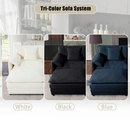 Oversized Deep Seat Luxury 2 Piece Sofa Set 2 Pieces of Loveseat Sofa Modern Chenille Comfy Cloud Couches Set for Living Room O