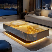 Square luminous jade luxury stone coffee table living room custom modern light luxury style large flat floor home