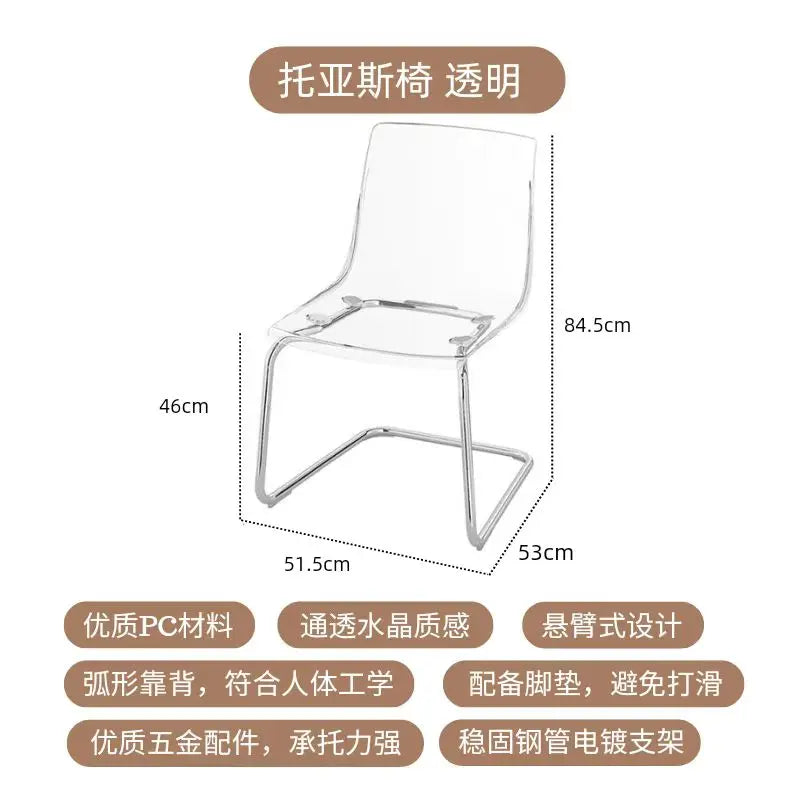 Furniture Stool Modern Transparent Chairs Designer Metal PC Plastic Dining Chair Home Creative Backrest Dining Table Stools