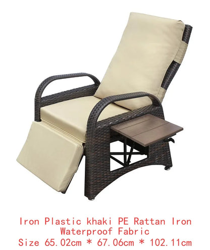 Adjustable Outdoor Recliner Chair, PE Wicker Lounge Chair with Removable Cushion, Modern Ergonomic Armchair for Home and