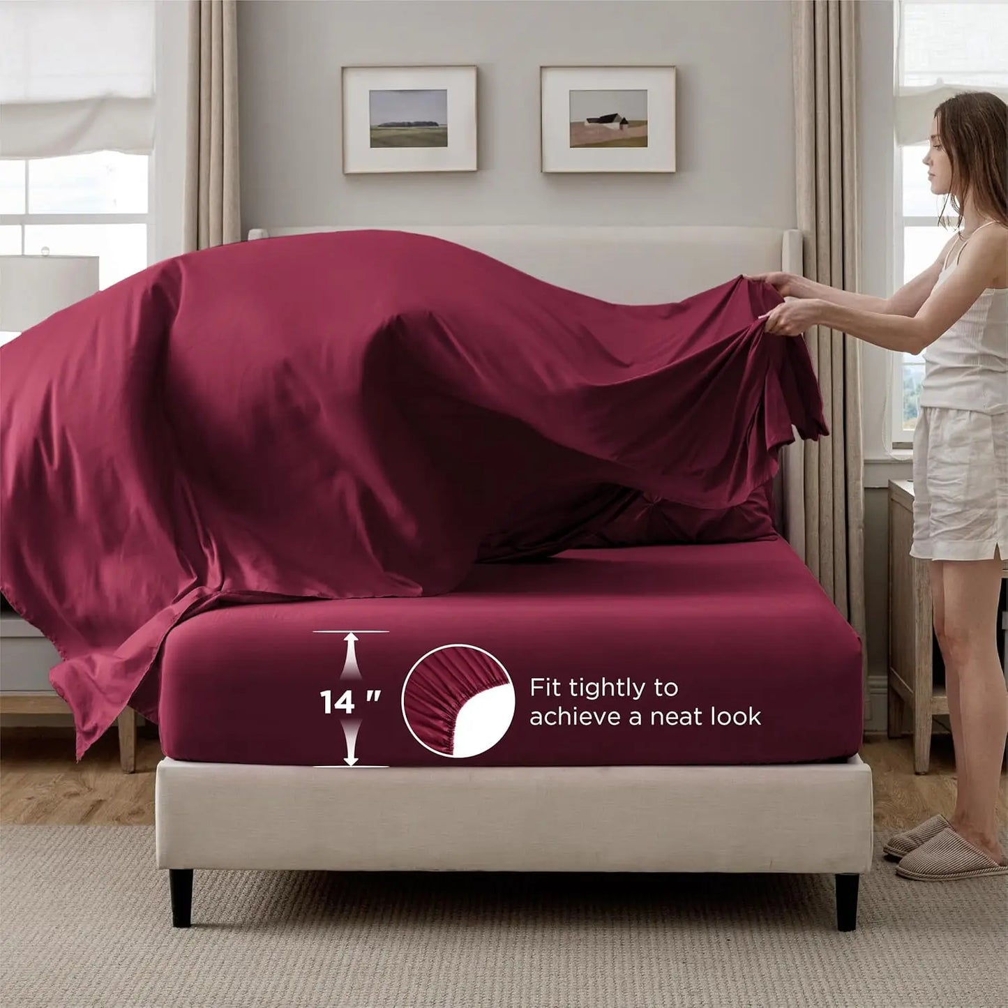 California King Comforter Set Dark Red Bed in a Bag California King 7 Pieces GentleSoft™ Pintuck Bed Set Gift for Family Pinch P