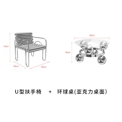 CZ Vintage Stainless Steel Irregular Single Chair Home Backrest Minimalist Industrial Style Restaurant Leisure Dining Chair