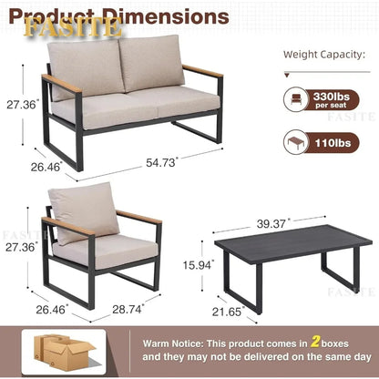 2025 New Patio Furniture Set, 4 Pieces Outdoor  with Removeble, Washable and High-Resiliency Sponge Cushions