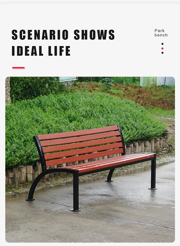 Customized Outdoor Aluminum Park Benches Patio Bench Seat Plastic Wood Long Urben Furniture for Public Area
