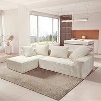 L-Shaped Sectional Couches for Living Room with Memory Foam, No Assembly Convertible Sofa Bed, Corduroy Fabric Customized