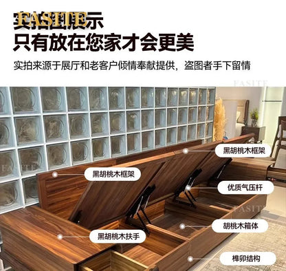 Solid wood sofa black walnut living room new new Chinese-style small apartment storage box body dual-purpose