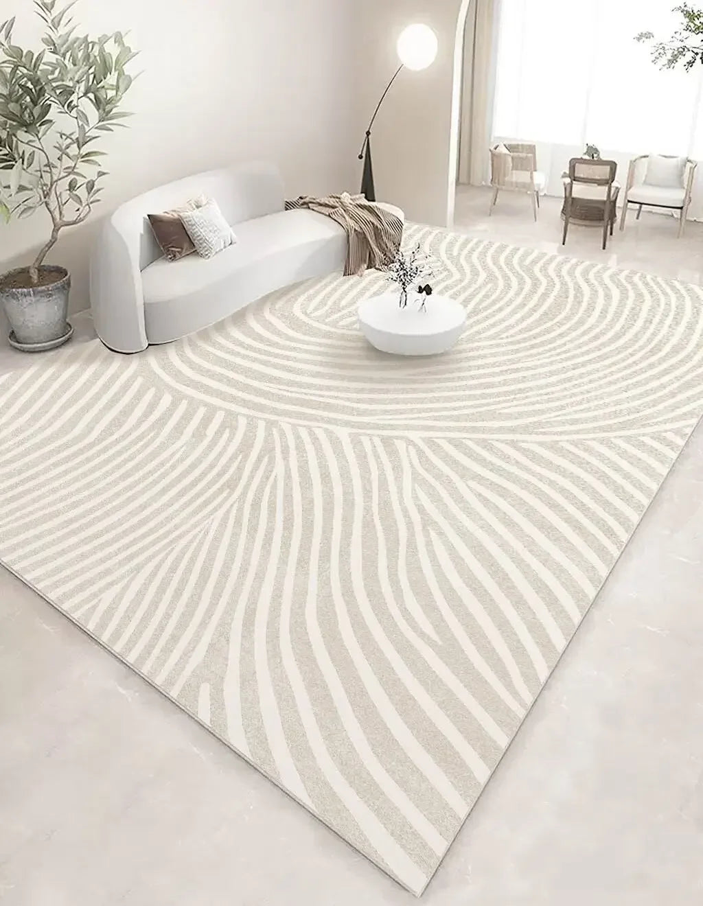 Modern White Minimalism Large Living Room Carpet Light Luxury Beige Decoration Bedroom Carpet Soft Lounge Rug Washable Floor Mat