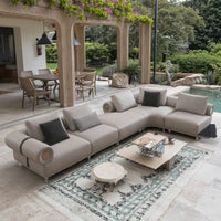 Modern Italian Villa Design Frosted Leather Modular Combination Sofa Set Luxury Reclining Corner Sofa Fabric Life Hotel Sponge