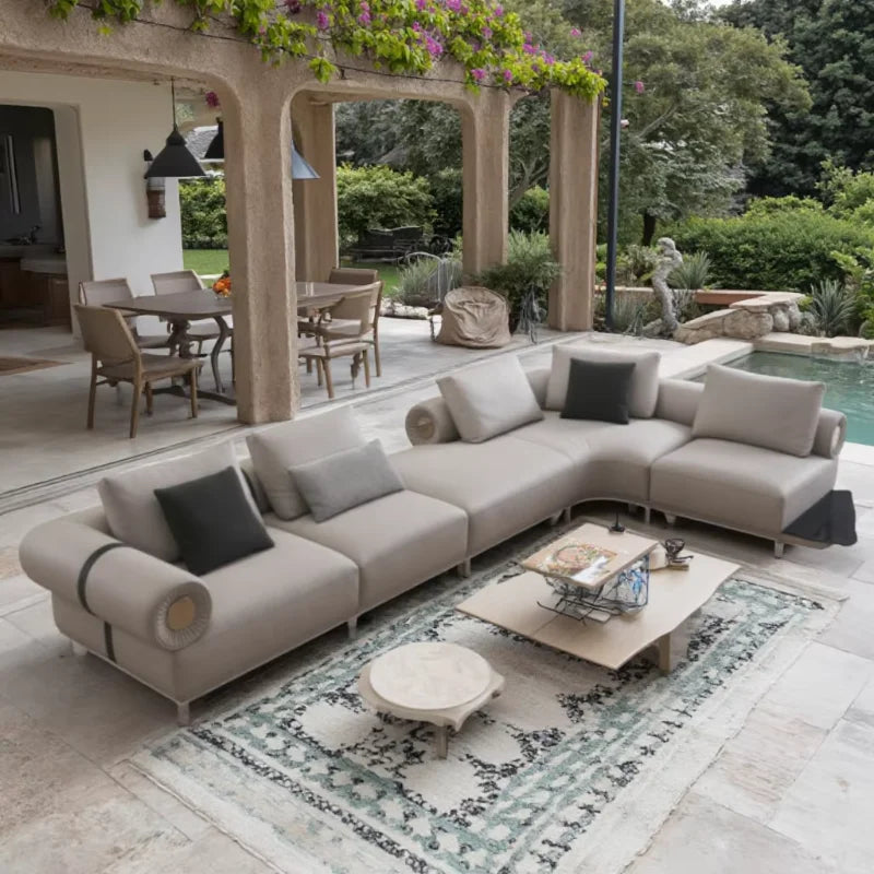 Modern Italian Villa Design Frosted Leather Modular Combination Sofa Set Luxury Reclining Corner Sofa Fabric Life Hotel Sponge