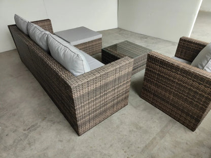 Modern Design Garden Rattan Patio Wicker L Shape Corner Sofa Set with Single Sofa Chair Exterior Pe Rattan Outdoor Sofa