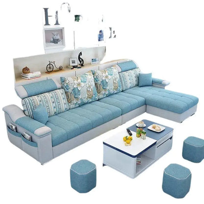 Fully Furnished Living Room Modern Fabric Sofa 3-Seater Removable Washable Cotton Linen Apartment Size