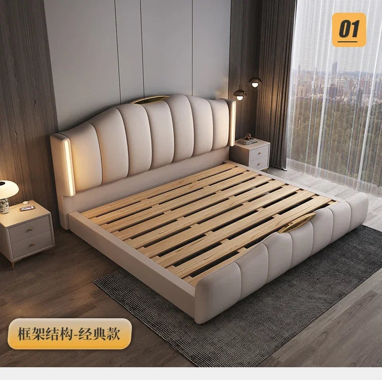 Luxury Frame Double Bed King Size Modern Living Room Frame Double Bed Queen Hotel Princess Cama De Casal Bedroom Furniture