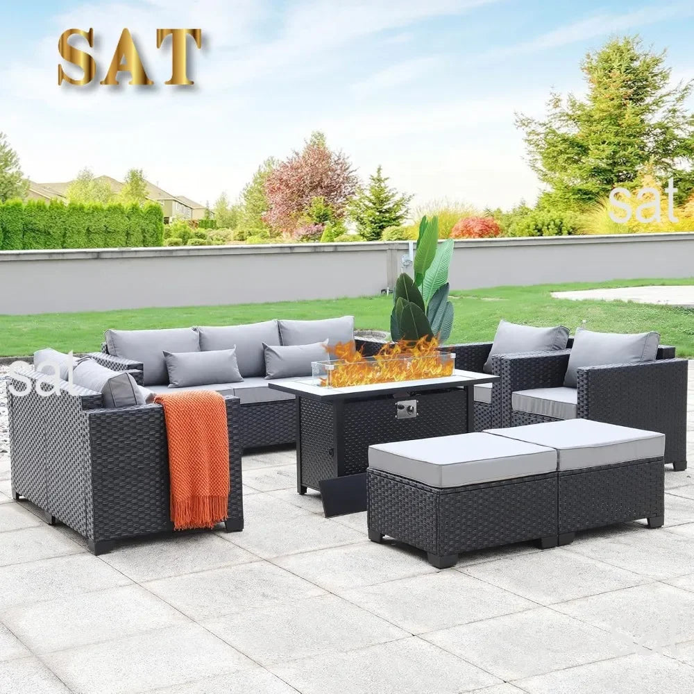 # Outdoor Furniture Sets Outdoor Propane Fire Pit Table Patio Furniture Set No-Slip Cushions And Waterproof Covers #