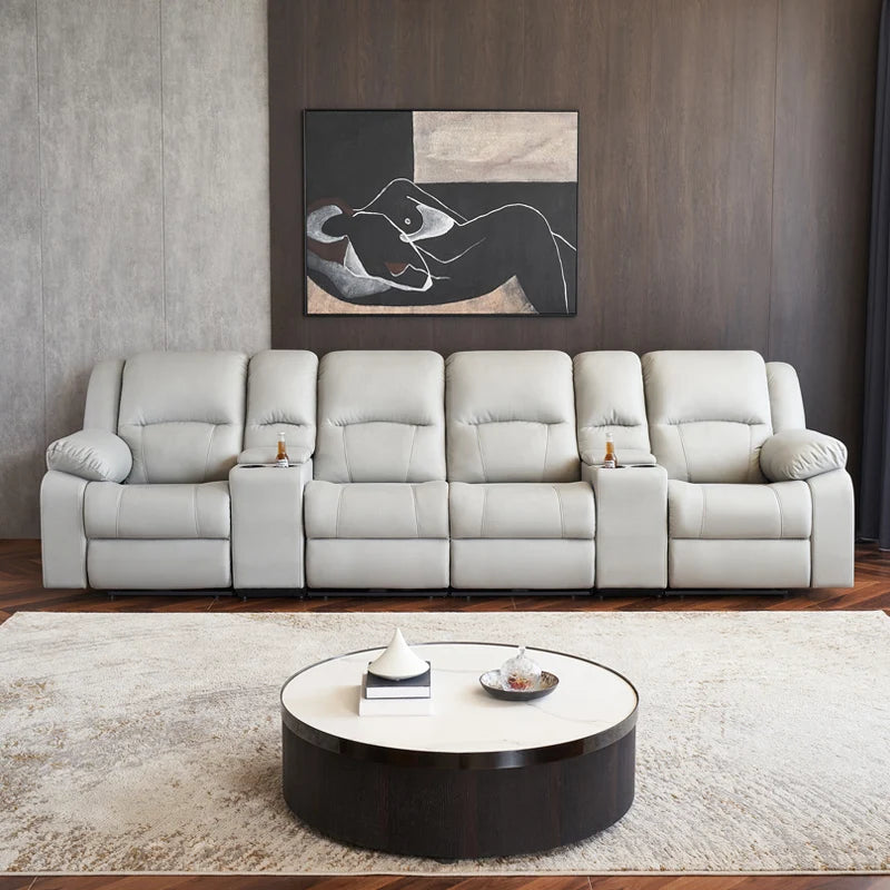 Leather sofa home theater electric sofa combination private audio and video room sofa recliner