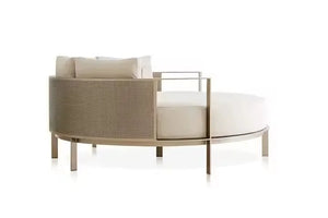 Modern design outdoor aluminum frame garden furniture relaxing beach loungers and hotel fabric round sofa bed