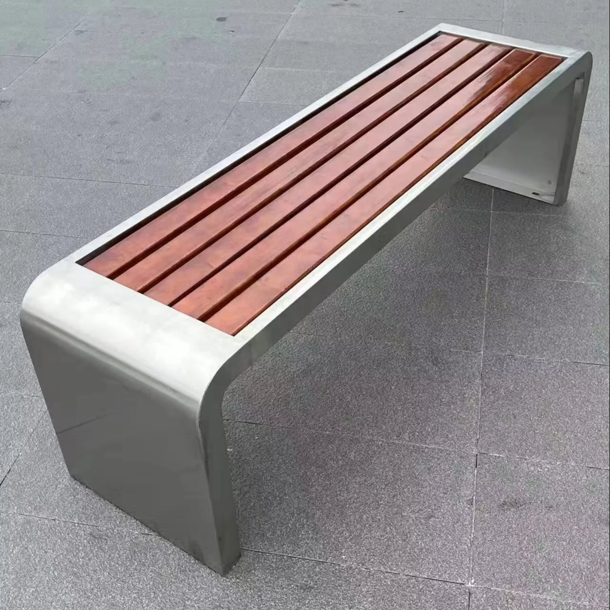 Banc de jardin extérieur 4 places en bois massif, moderne et élégant, pour meubles de parc ou de rue, chaise de Patio élégante