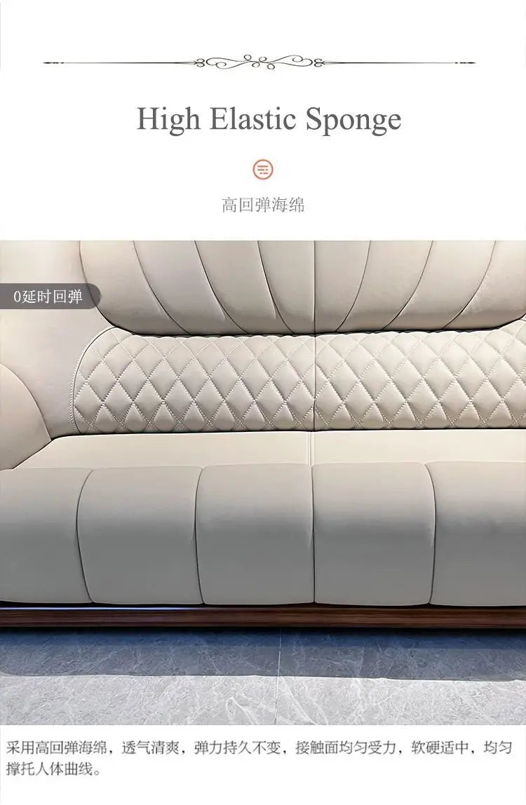 European leather sofa first layer cowhide combination living room villa luxury ebony sofa style fully furnished small apartment
