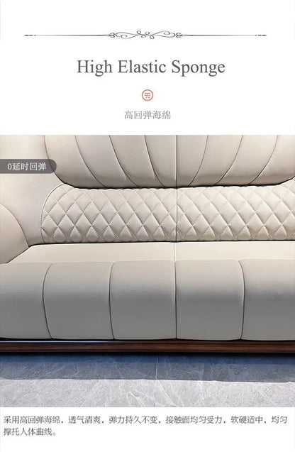 European leather sofa first layer cowhide combination living room villa luxury ebony sofa style fully furnished small apartment