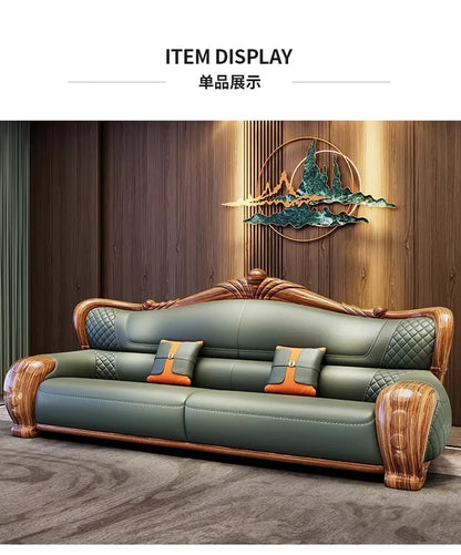 European-style villa, luxury ebony wood, leather art sofa
